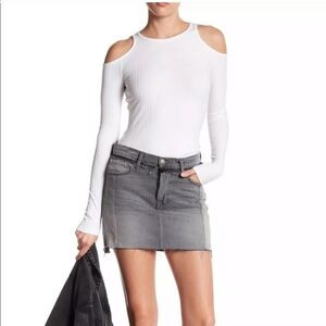 Frame Denim Nouveau Le Mix Gray Jean Denim Mini Skirt Distressed Size 25